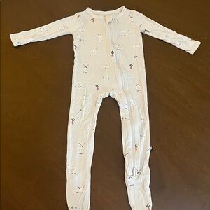 Cream Baby Onesie with carrot and goat Print